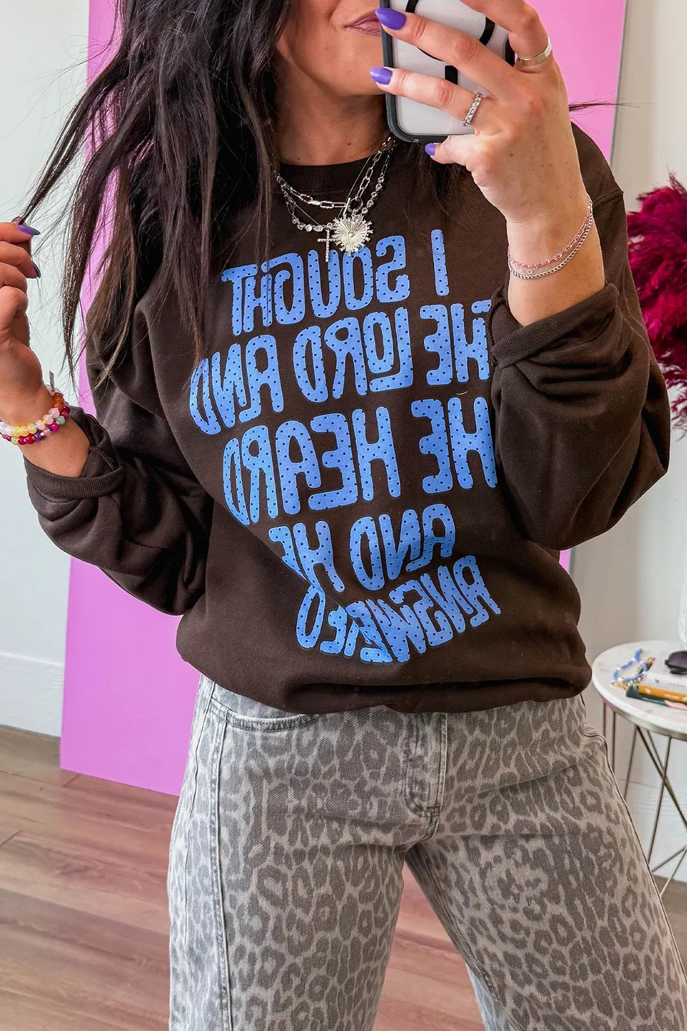 Polka Dot Slogan Print Casual Pullover Sweatshirt – RAEVEA