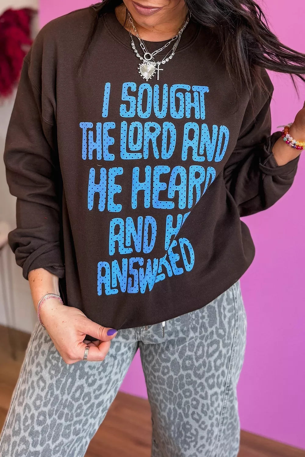 Polka Dot Slogan Print Casual Pullover Sweatshirt – RAEVEA